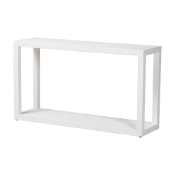 bali & pari Oaklynn Natural Grasscloth Console Table - Two-Tier Entryway Table with Open Frame, Modern Coastal Accent Table for Living Room or Hallway, White